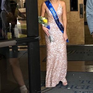 pink sequin scala prom dress